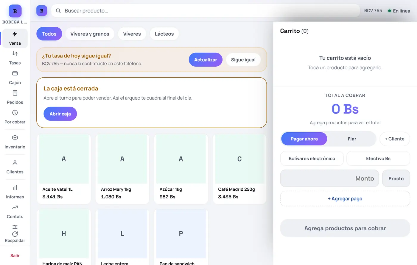 Captura de FrixPOS: Mira la pantalla de Venta