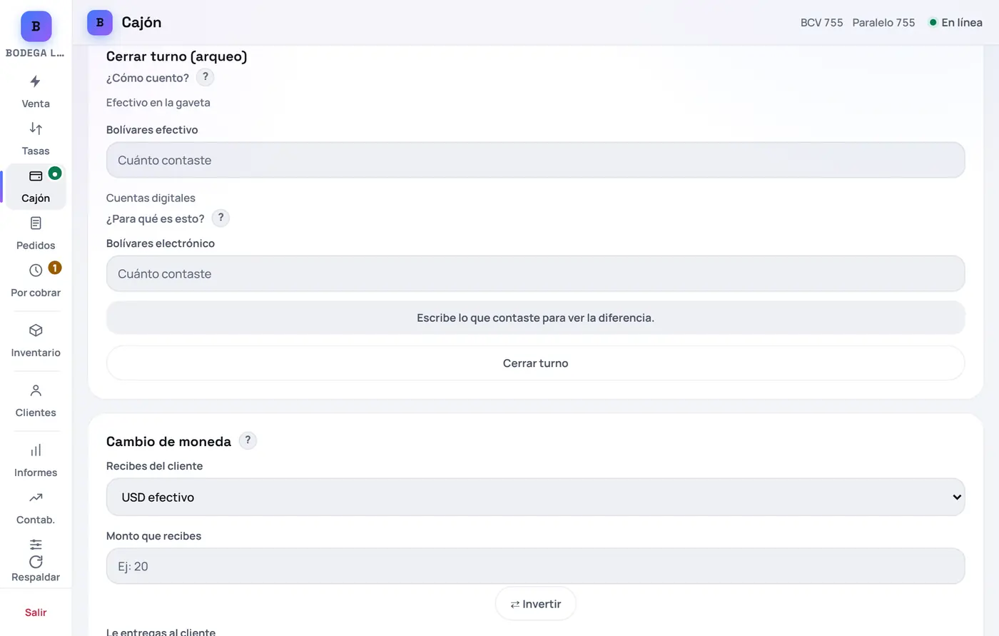 Captura de FrixPOS: Cuenta y escribe lo que tienes