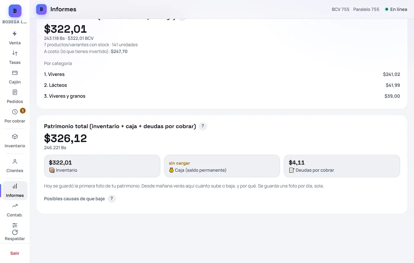 Captura de FrixPOS: Baja un resumen para guardarlo