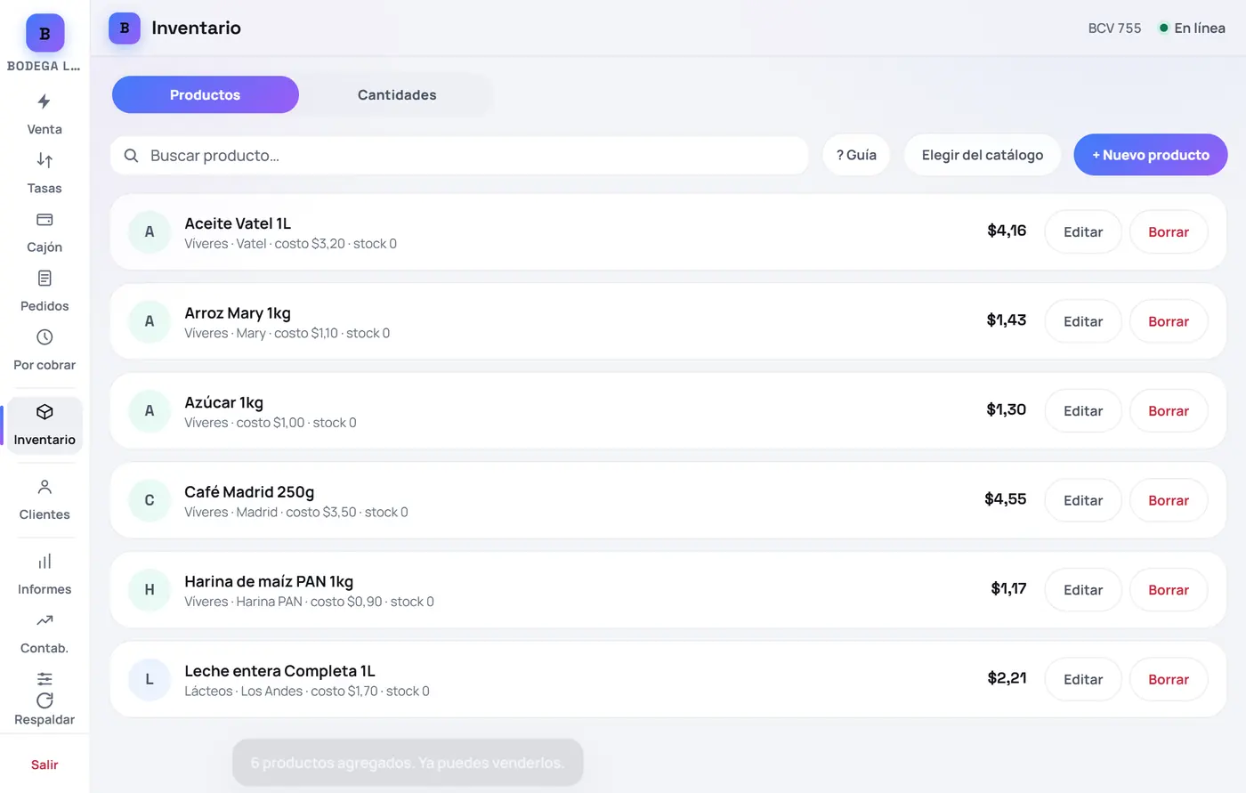 Captura de FrixPOS: ¿No está tu producto? Créalo tú
