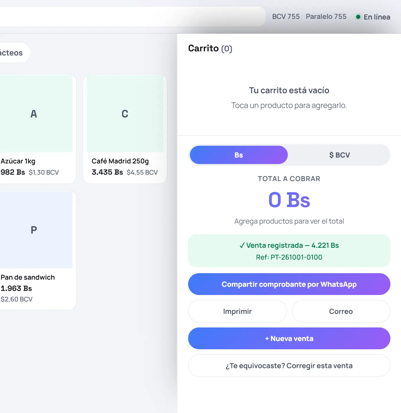 Captura de FrixPOS: ¡Venta lista!