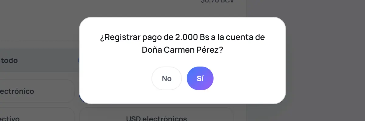 Captura de FrixPOS: Confirma el pago