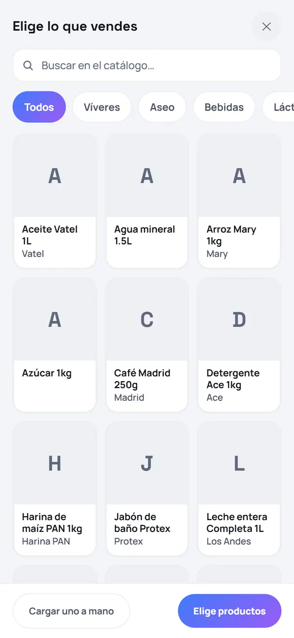Captura de FrixPOS: Busca y toca tus productos