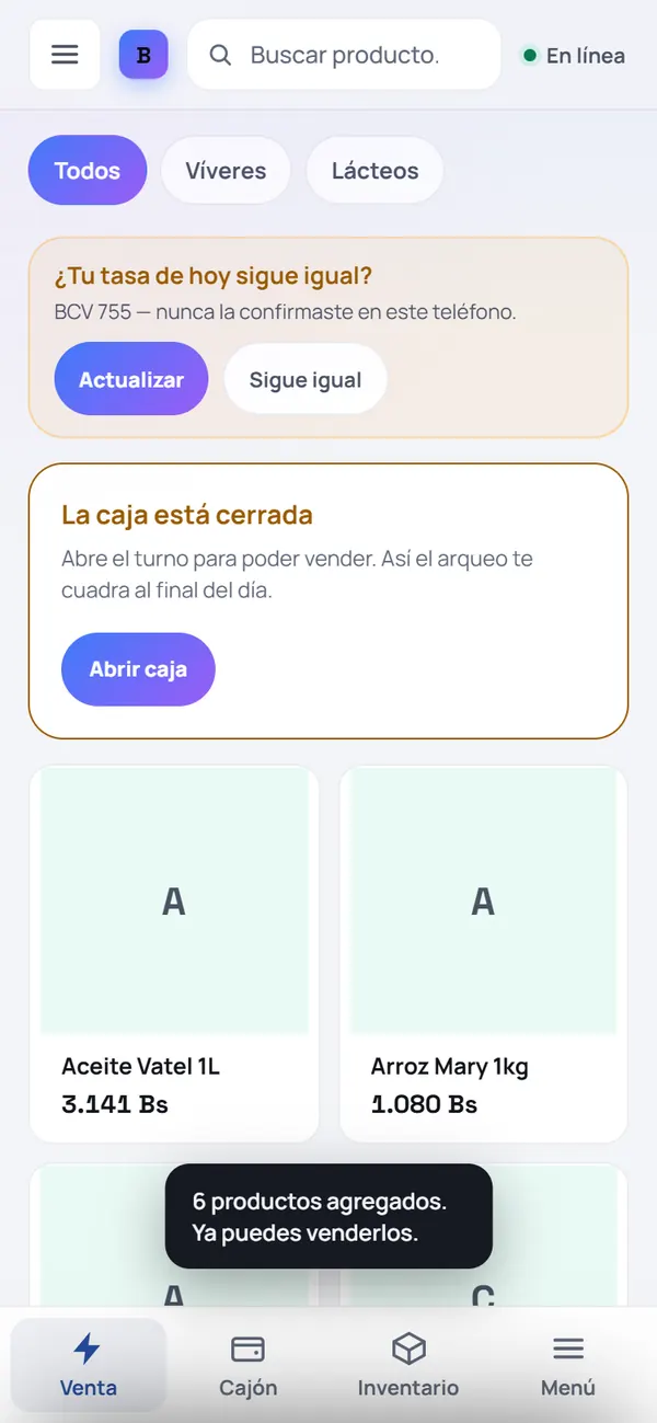 Captura de FrixPOS: ¡Listo! Ya puedes venderlos