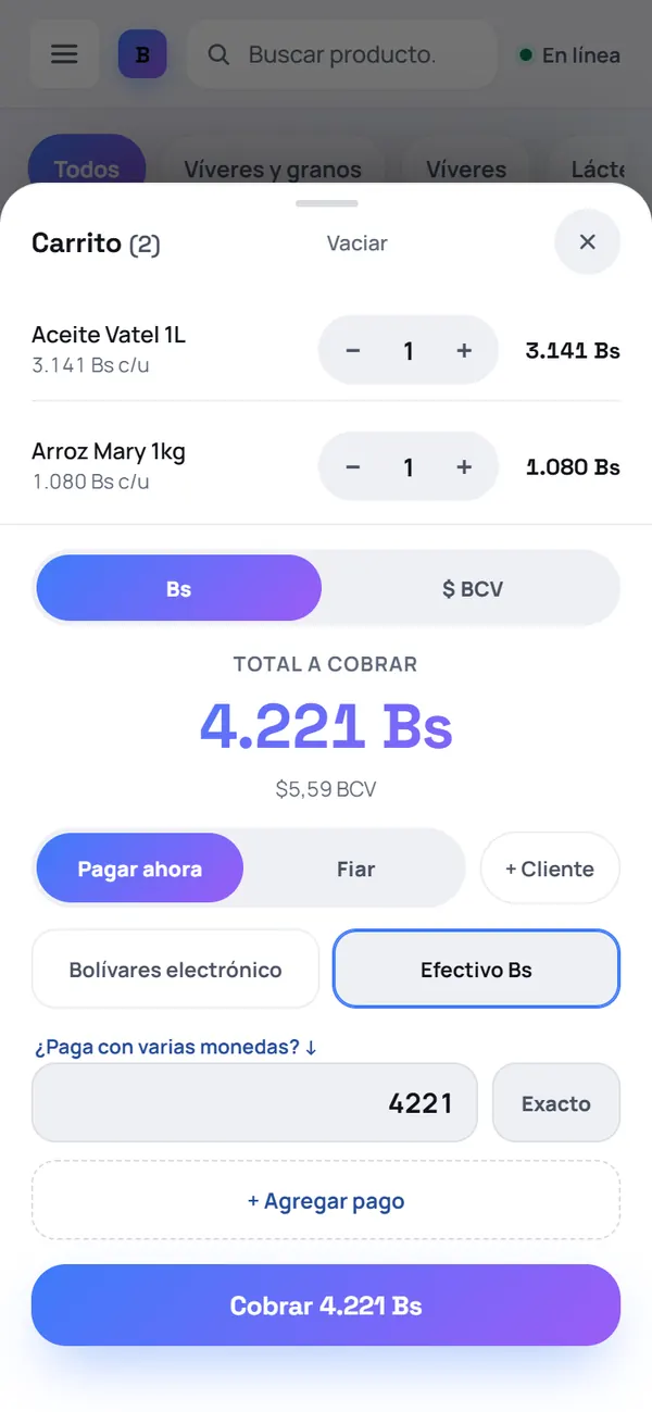 Captura de FrixPOS: Revisa el carrito