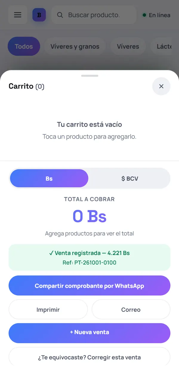 Captura de FrixPOS: ¡Venta lista!