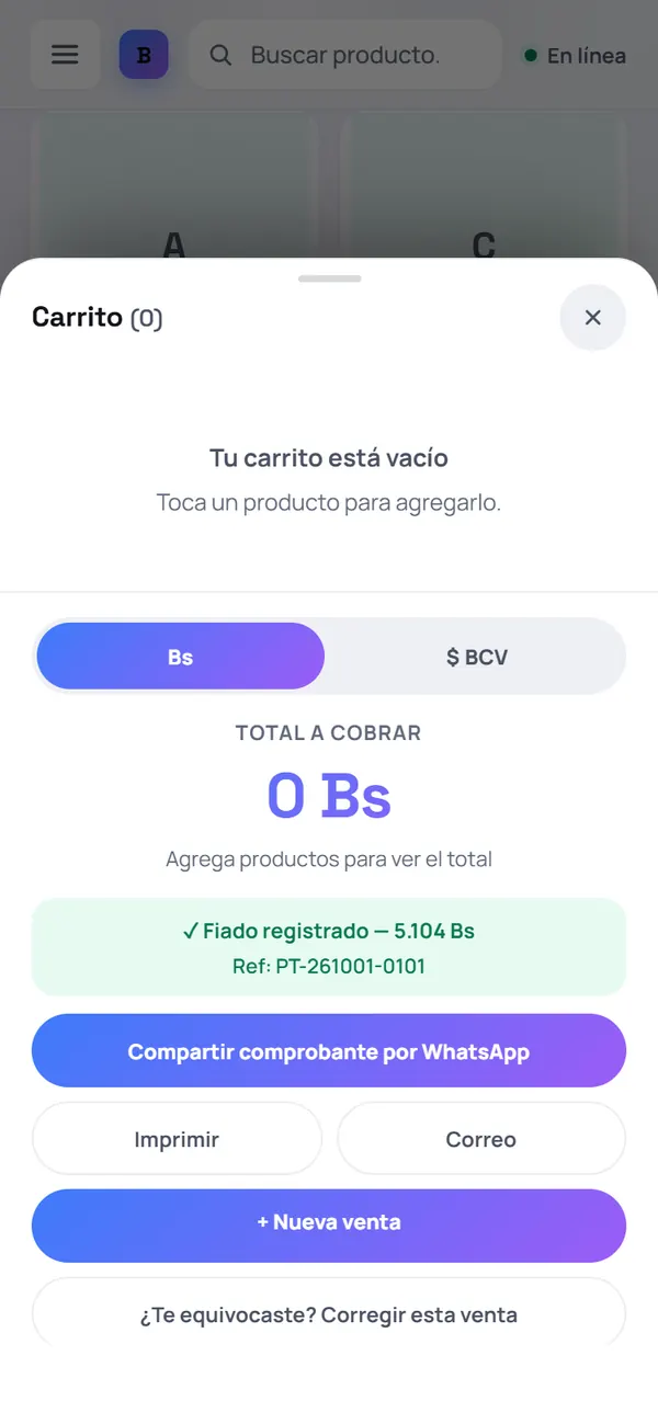 Captura de FrixPOS: Fiado registrado